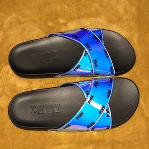 Blue Iridescent Victoria Secret Slides❗️❗️❗️❗️